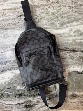 Coach | Bags | Coach Black And Brown Leather Backpack With Racing Stripes |  Poshmark